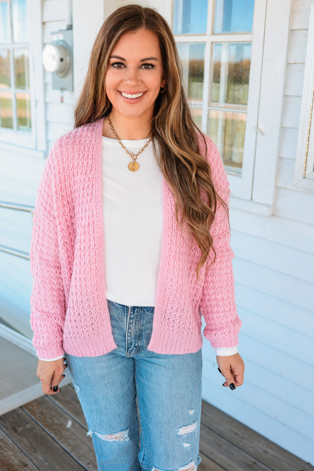 Kayla Waffle Open Cardigan