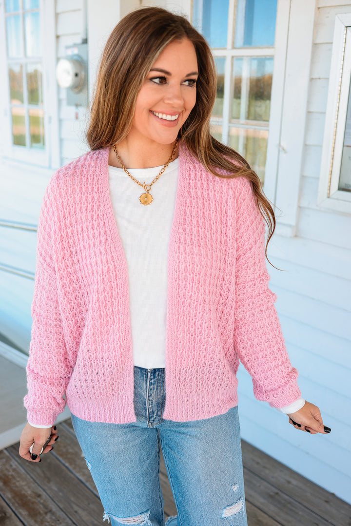 Kayla Waffle Open Cardigan