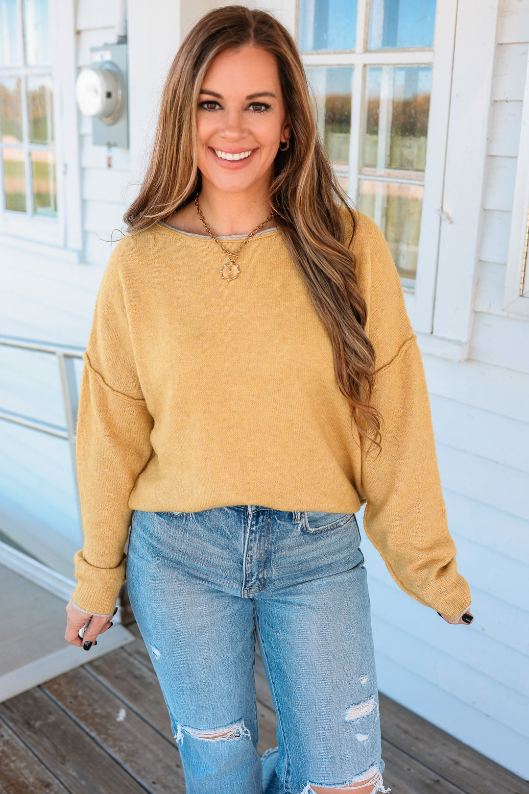 Jenna Cashmere Touch Sweater - Honey Mustard