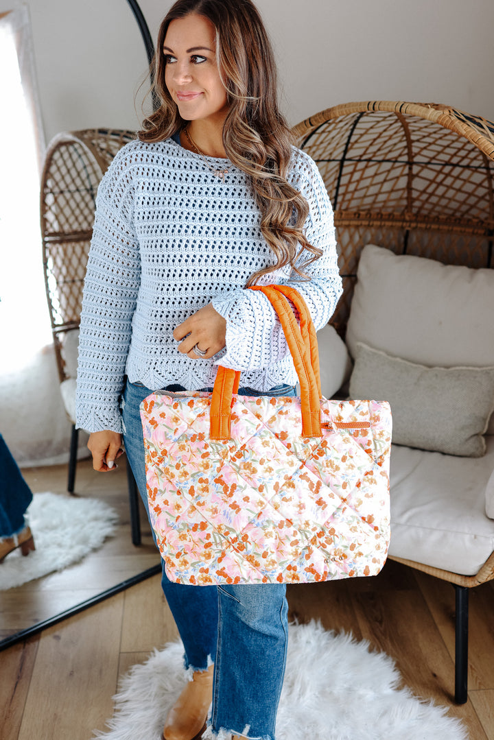 Presley Puffer Quilted Tote Bag With Pouch