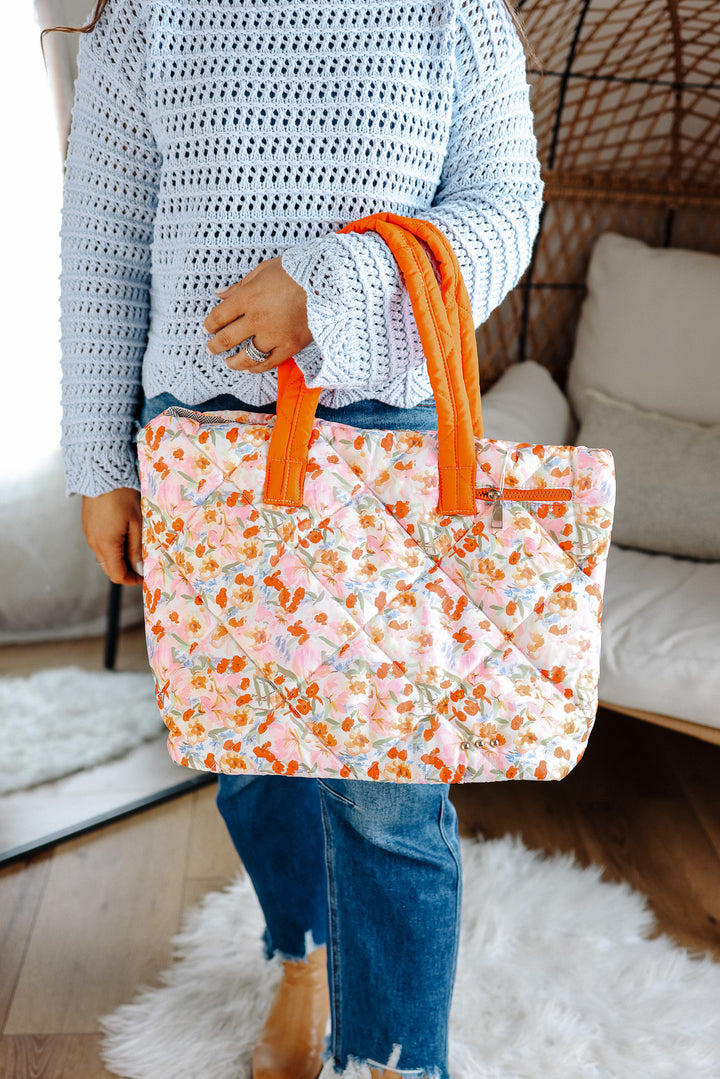 Presley Puffer Quilted Tote Bag With Pouch