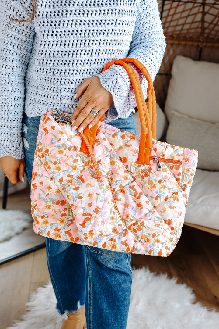 Presley Puffer Quilted Tote Bag With Pouch