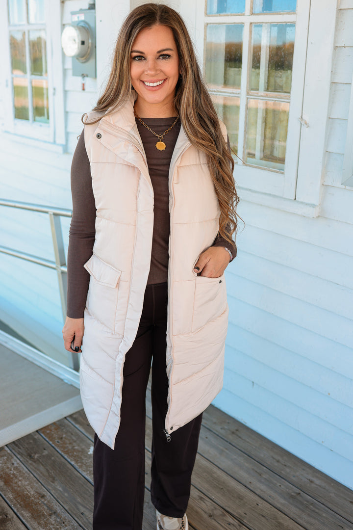 Krista Long Vest - Cream