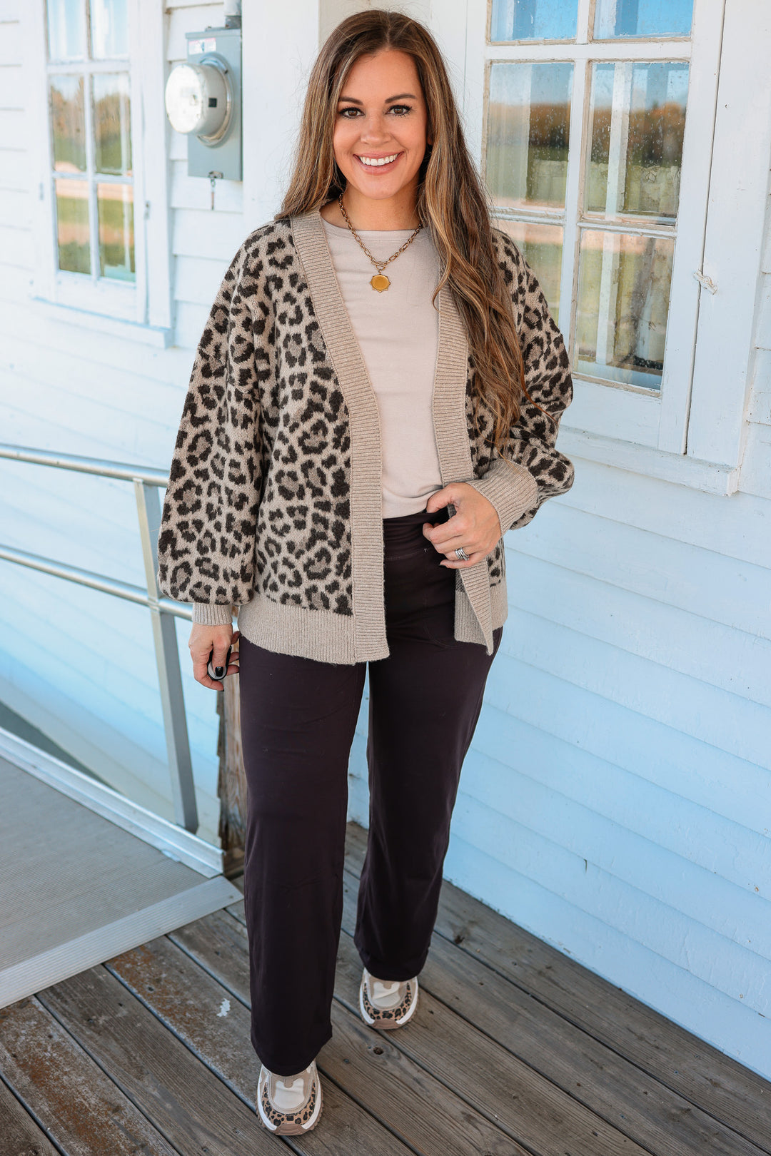 Kendall Leopard Cardigan - Taupe