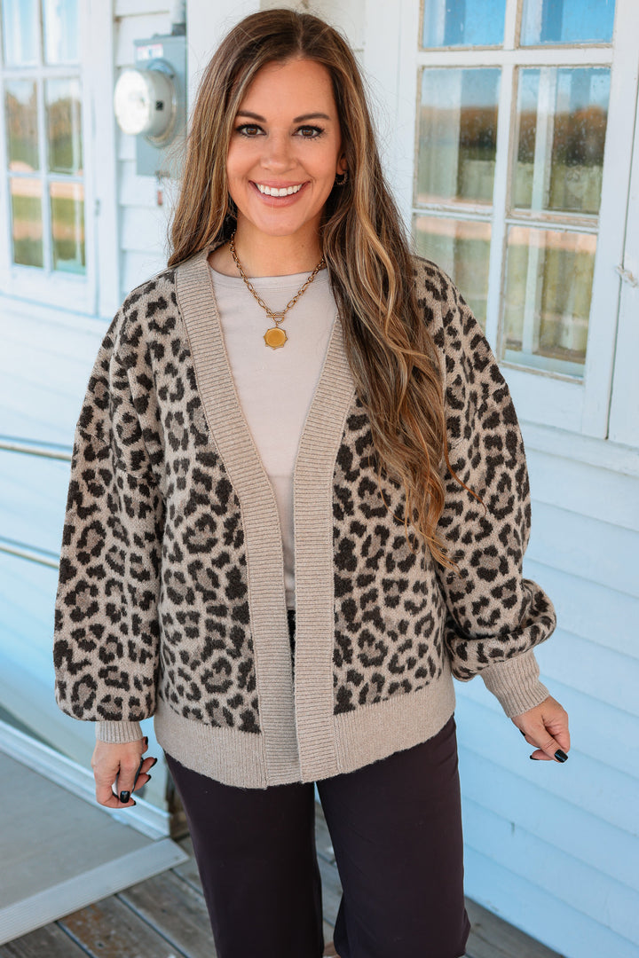 Kendall Leopard Cardigan - Taupe
