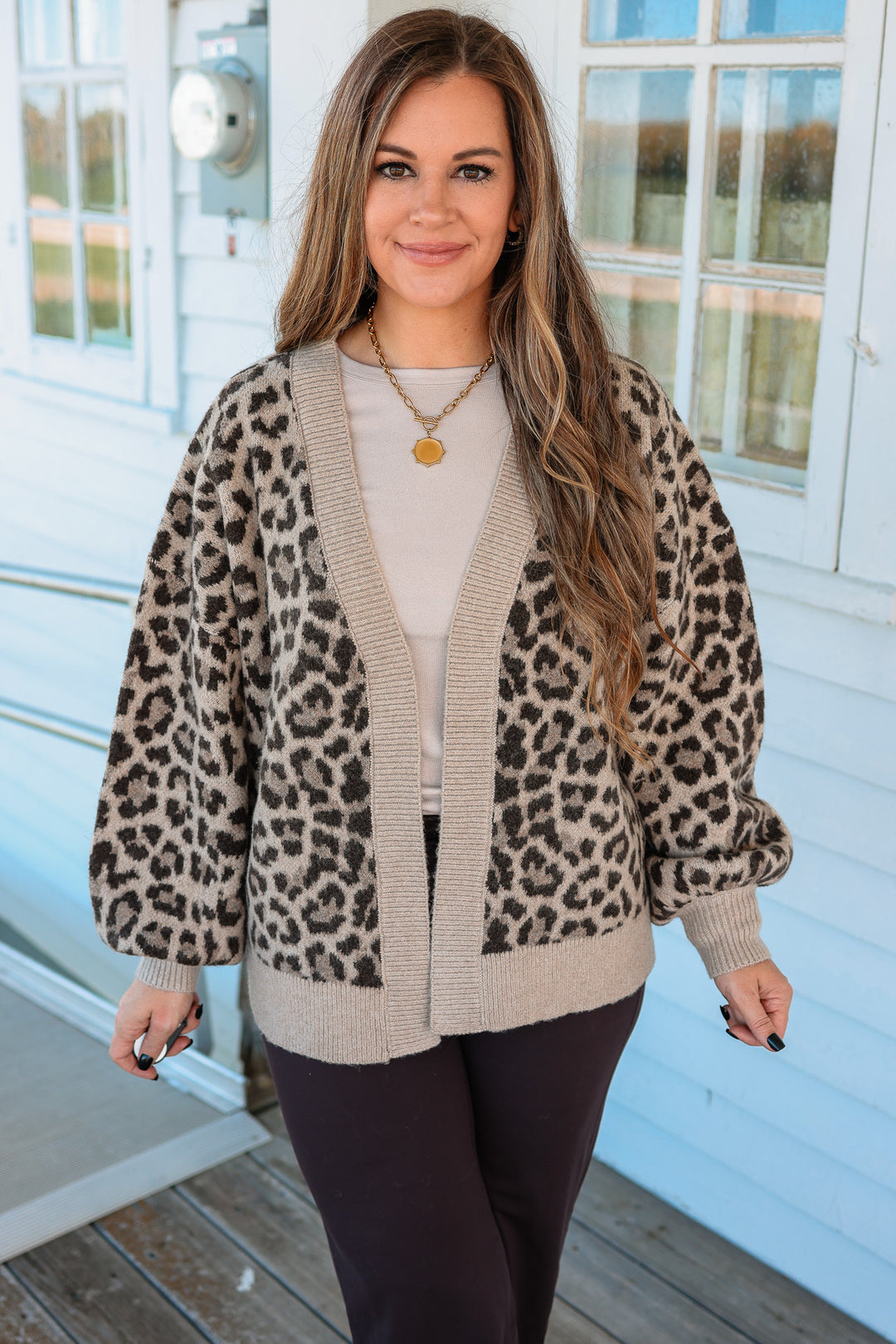 Kendall Leopard Cardigan - Taupe