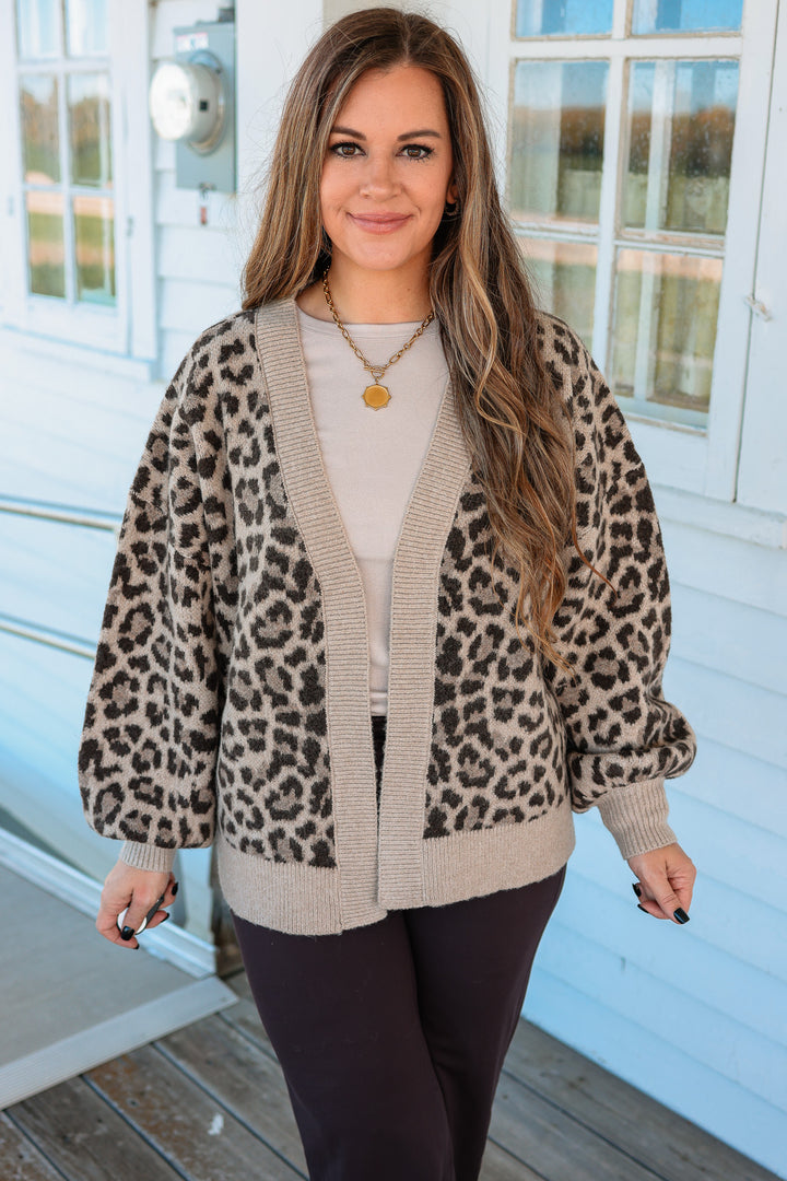 Kendall Leopard Cardigan - Taupe