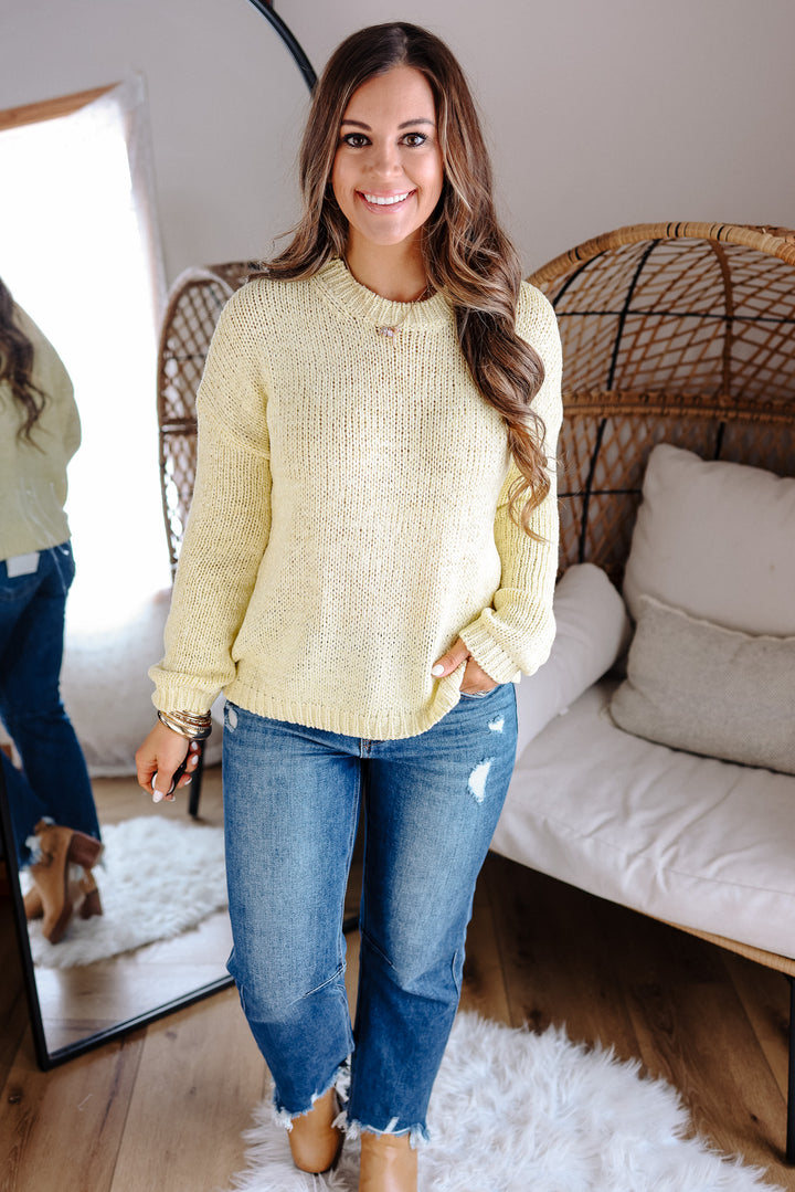 Sylvie Open Knit Sweater - Lemon