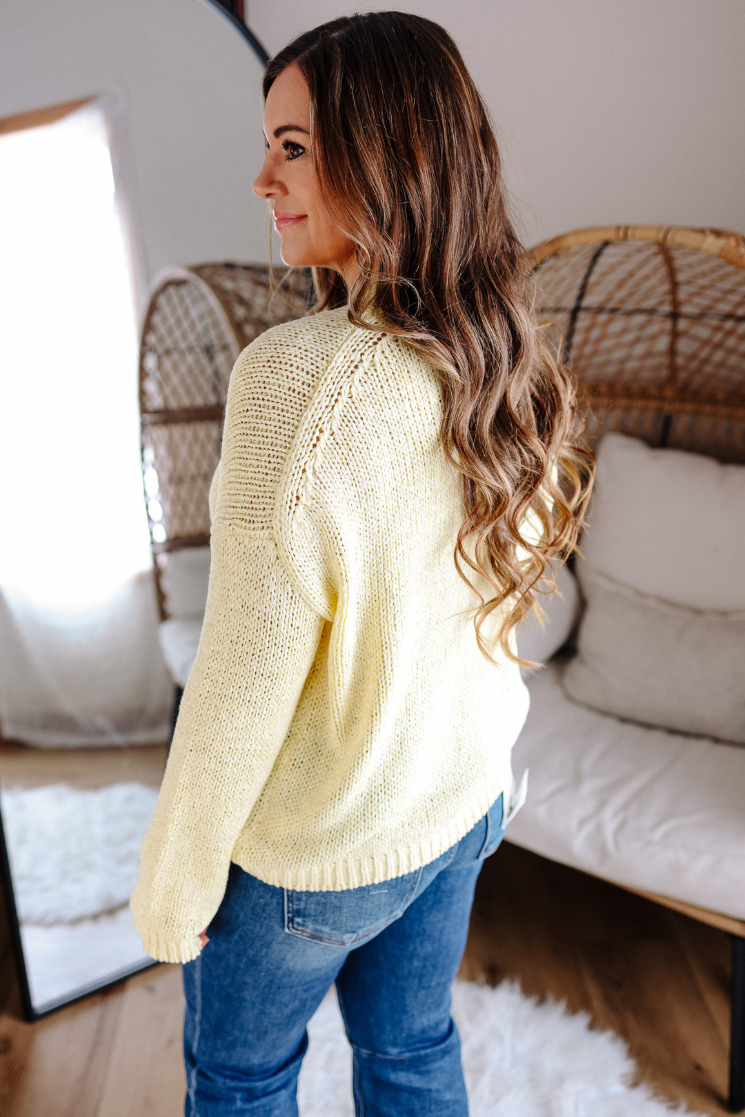Sylvie Open Knit Sweater - Lemon