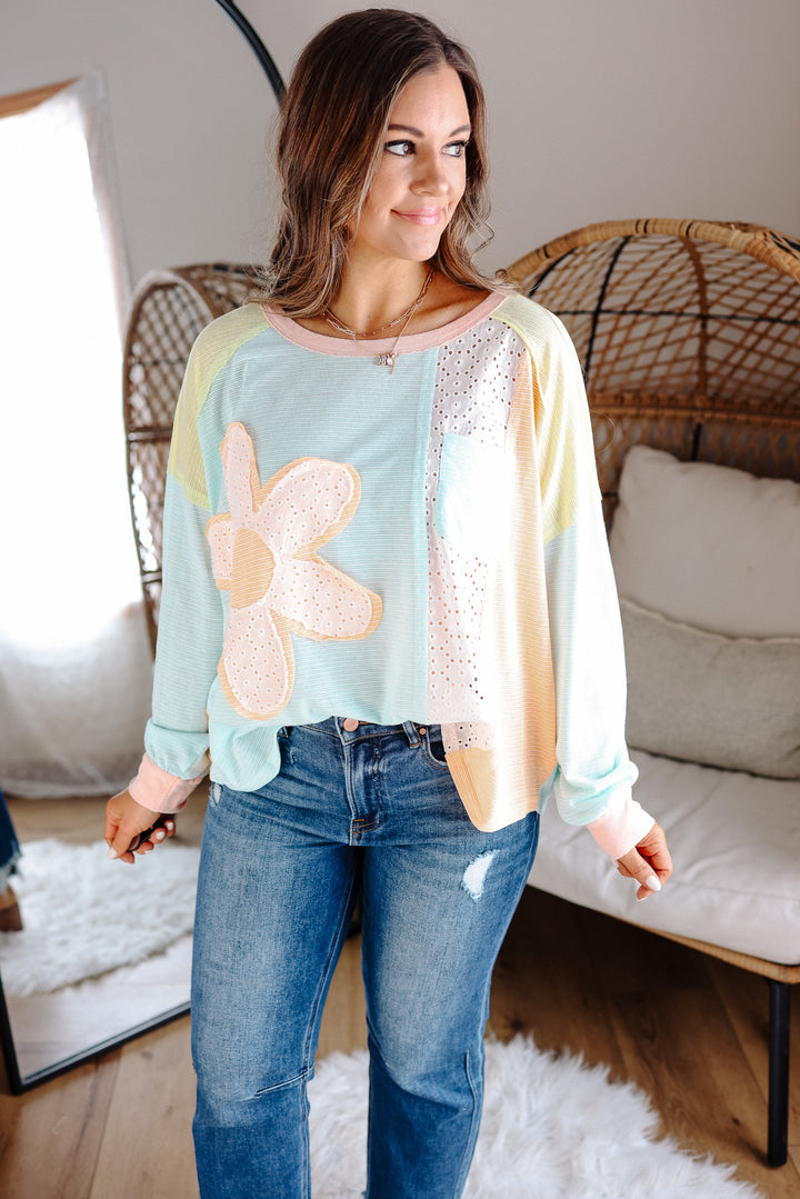 Daisy Patch Colorblock Top