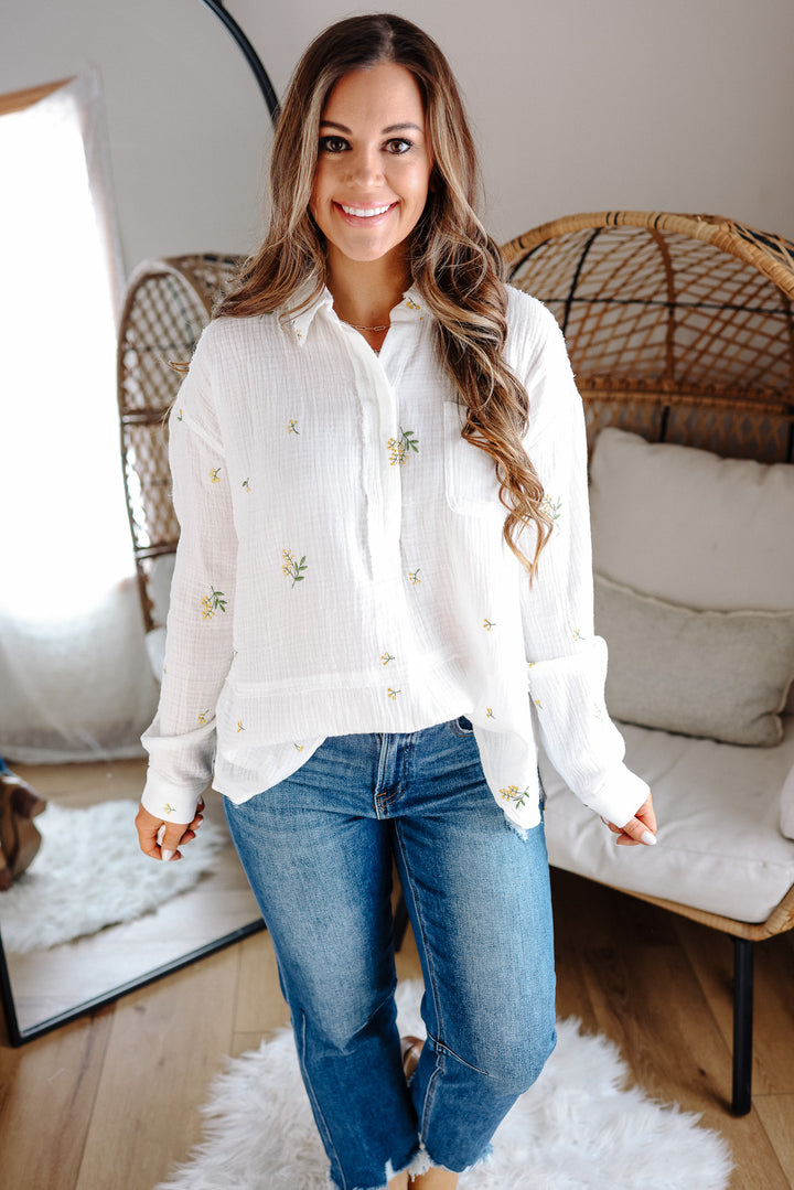 Briar Embroidered Gauze Top