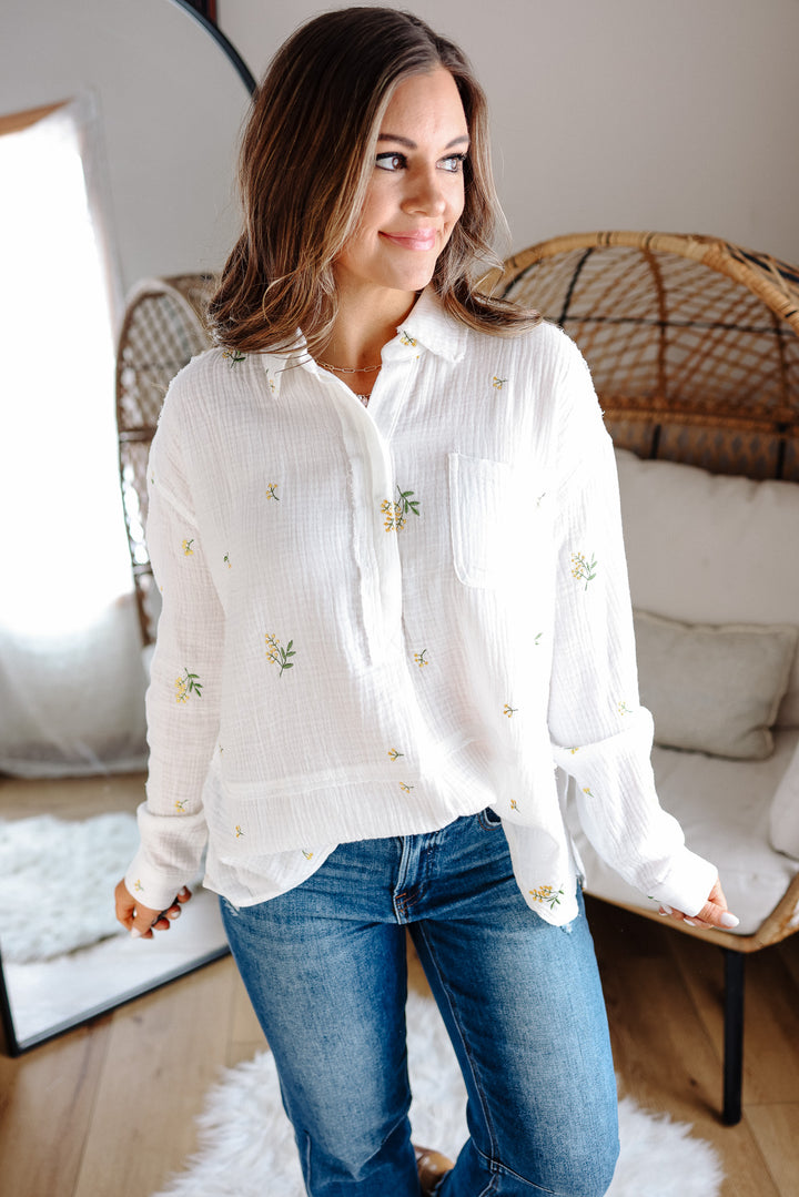 Briar Embroidered Gauze Top
