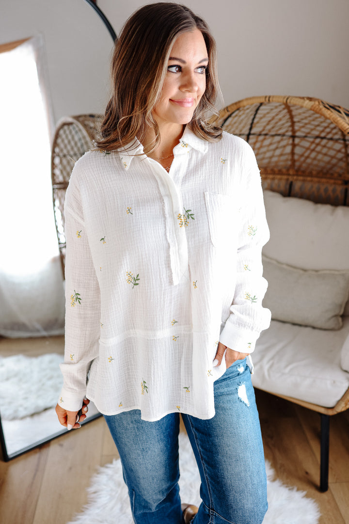 Briar Embroidered Gauze Top