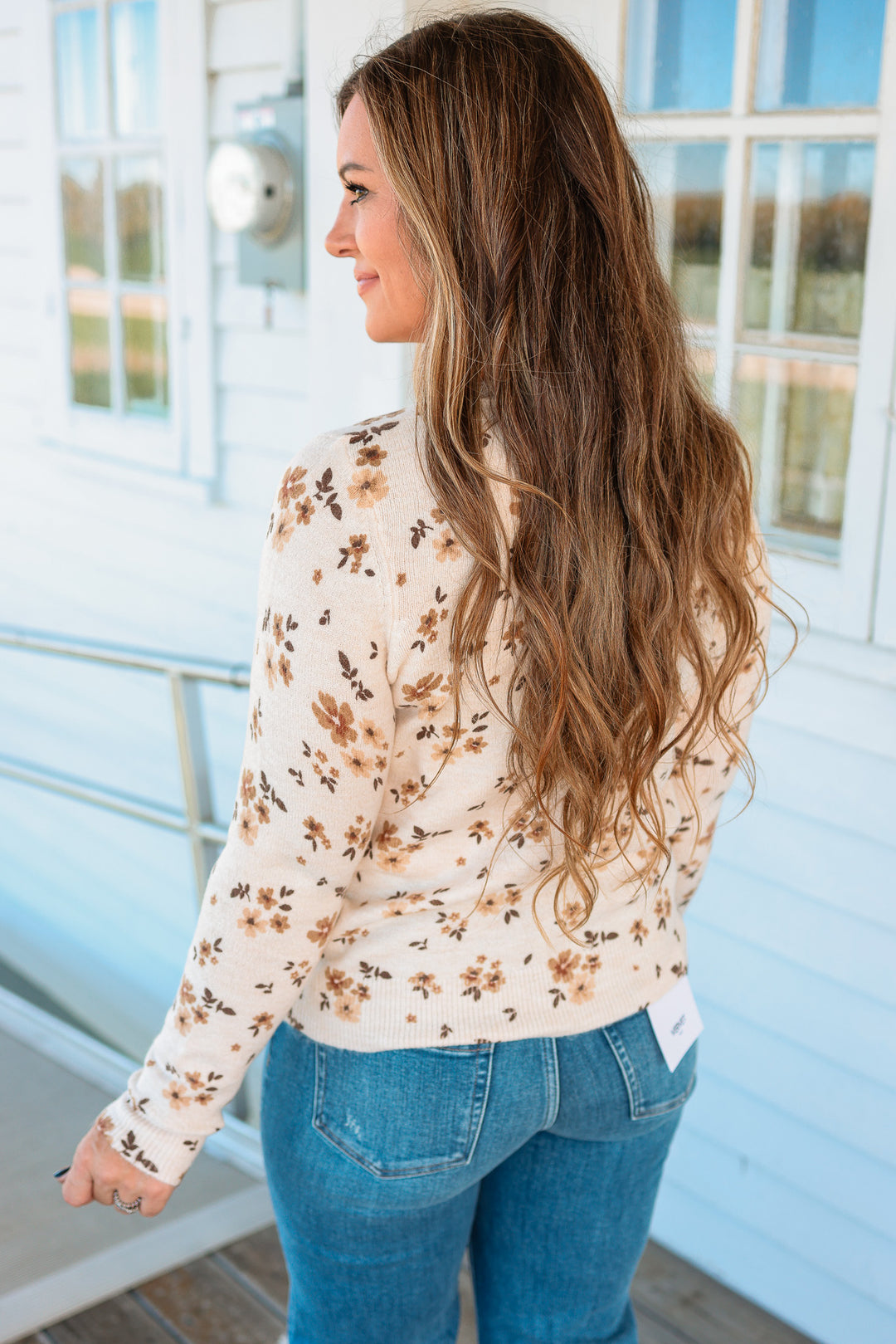 Mila Flower Printed Sweater - Taupe