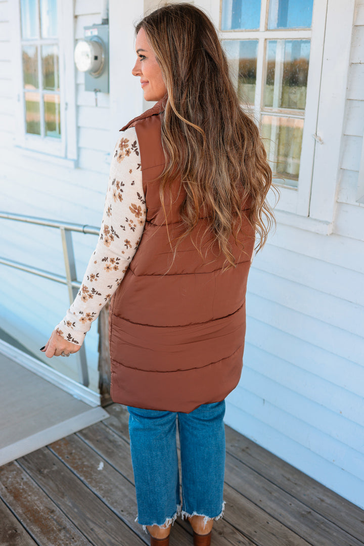 Krista Long Vest - Brown