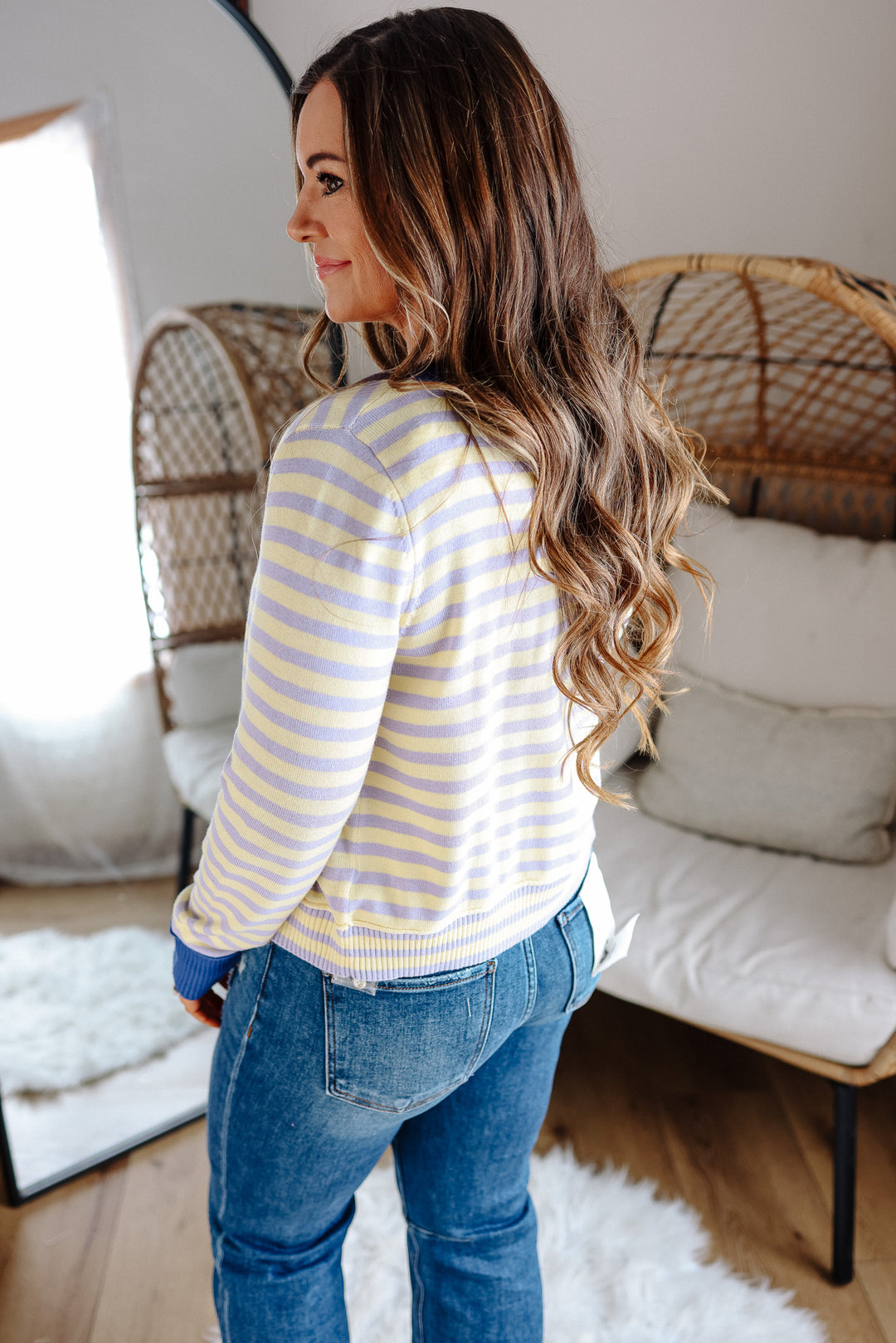 Lexus Colorblock Stripe Cardigan - Lemon