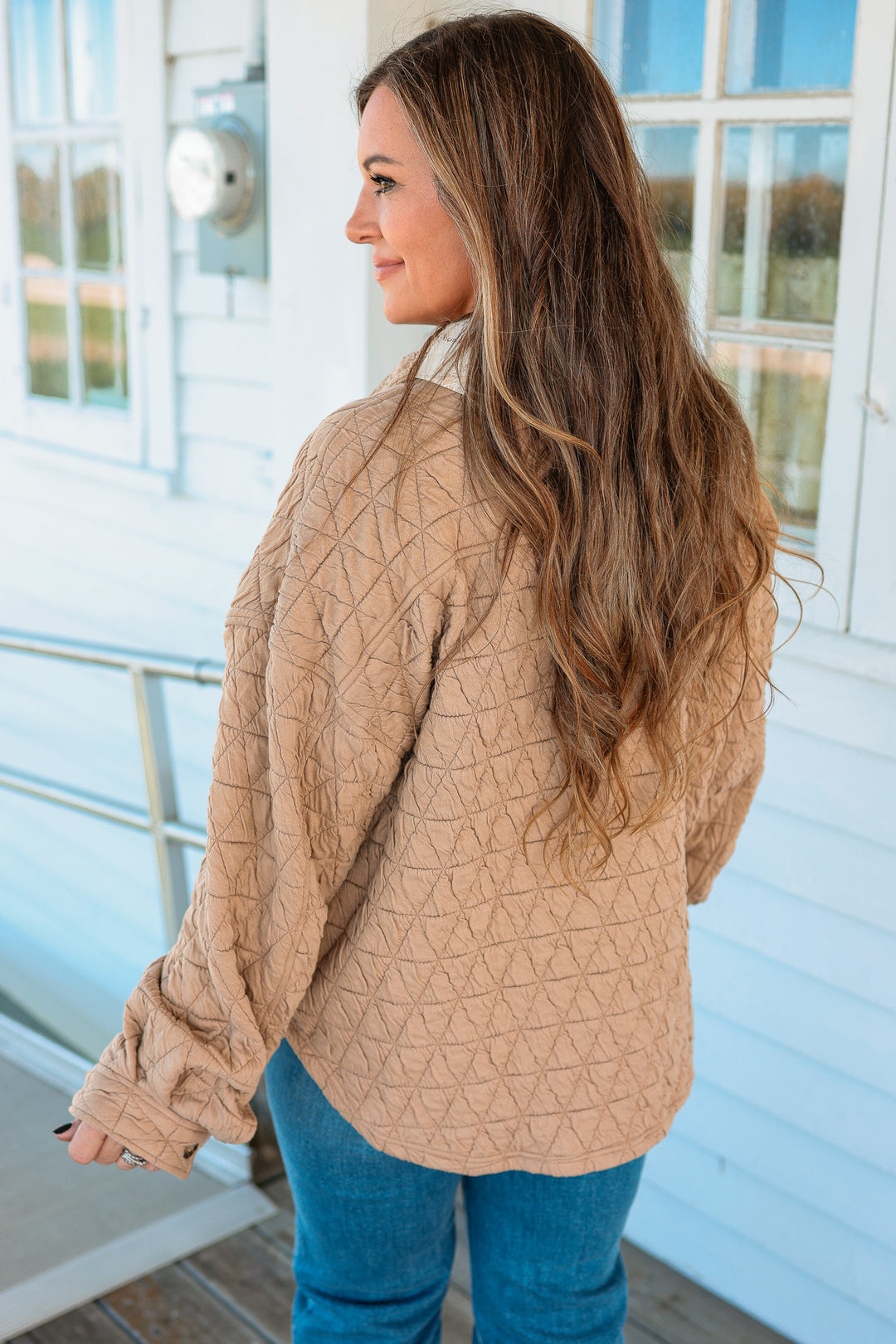 Vienna Quilted Button Down Shacket - Mocha