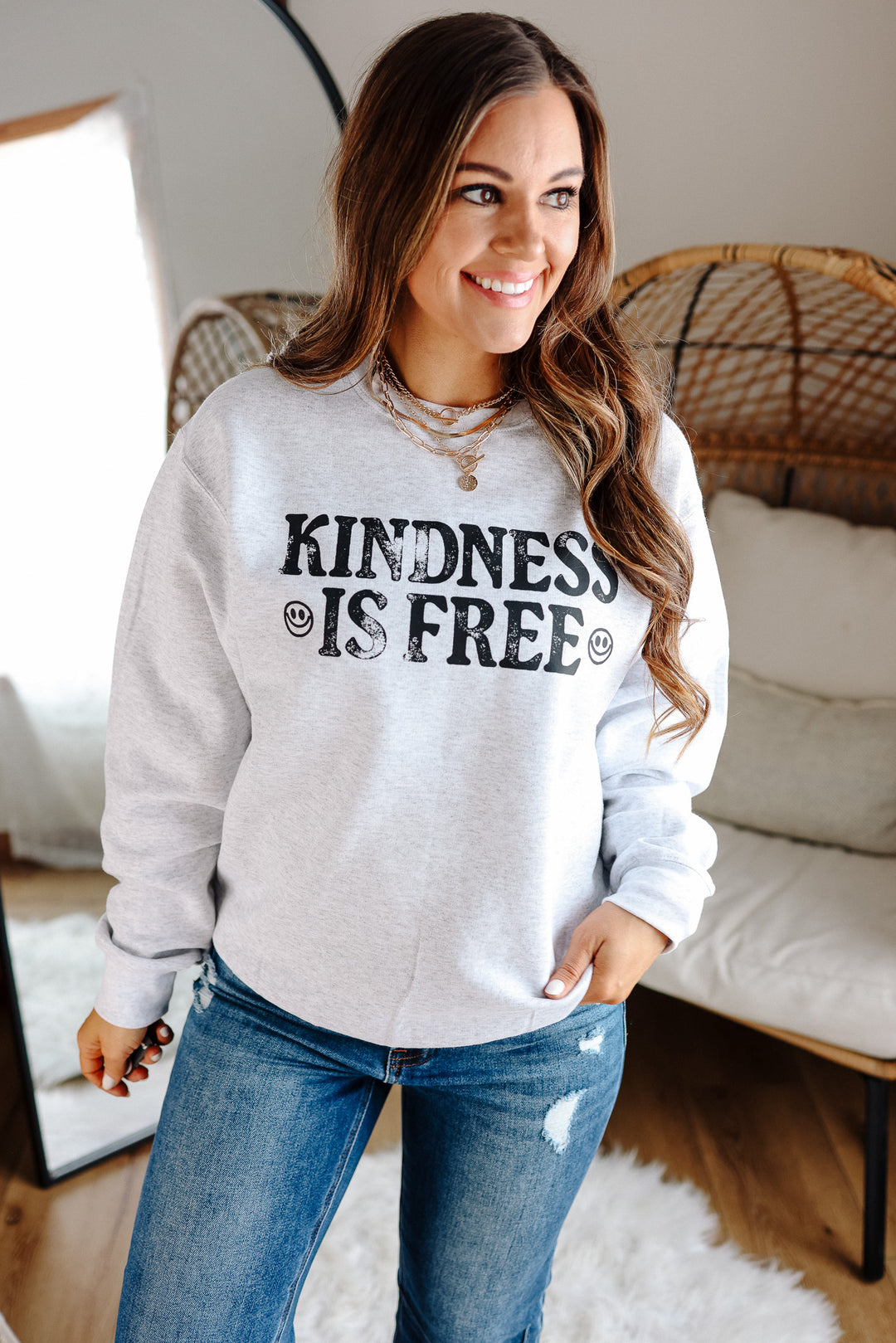 Kindness Is Free Crewneck Sweatshirt - Ash Grey