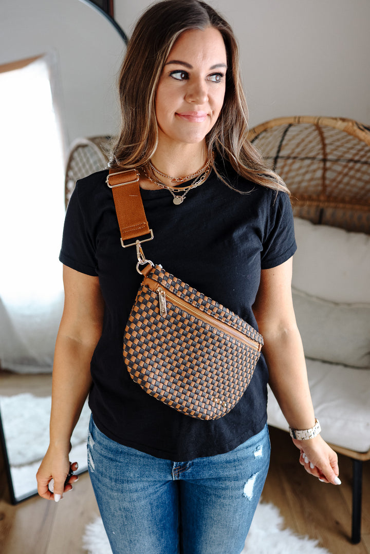 Westlyn Woven Bum Bag - Checkered Coffee