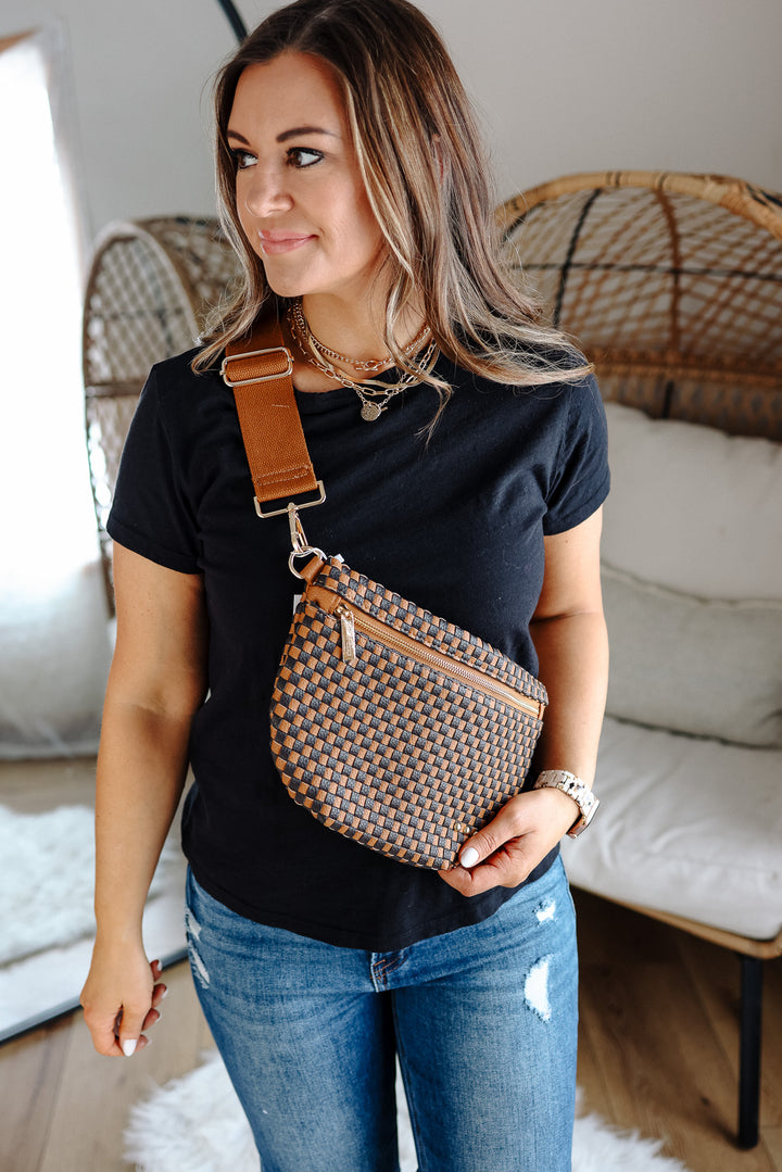 Westlyn Woven Bum Bag - Checkered Coffee