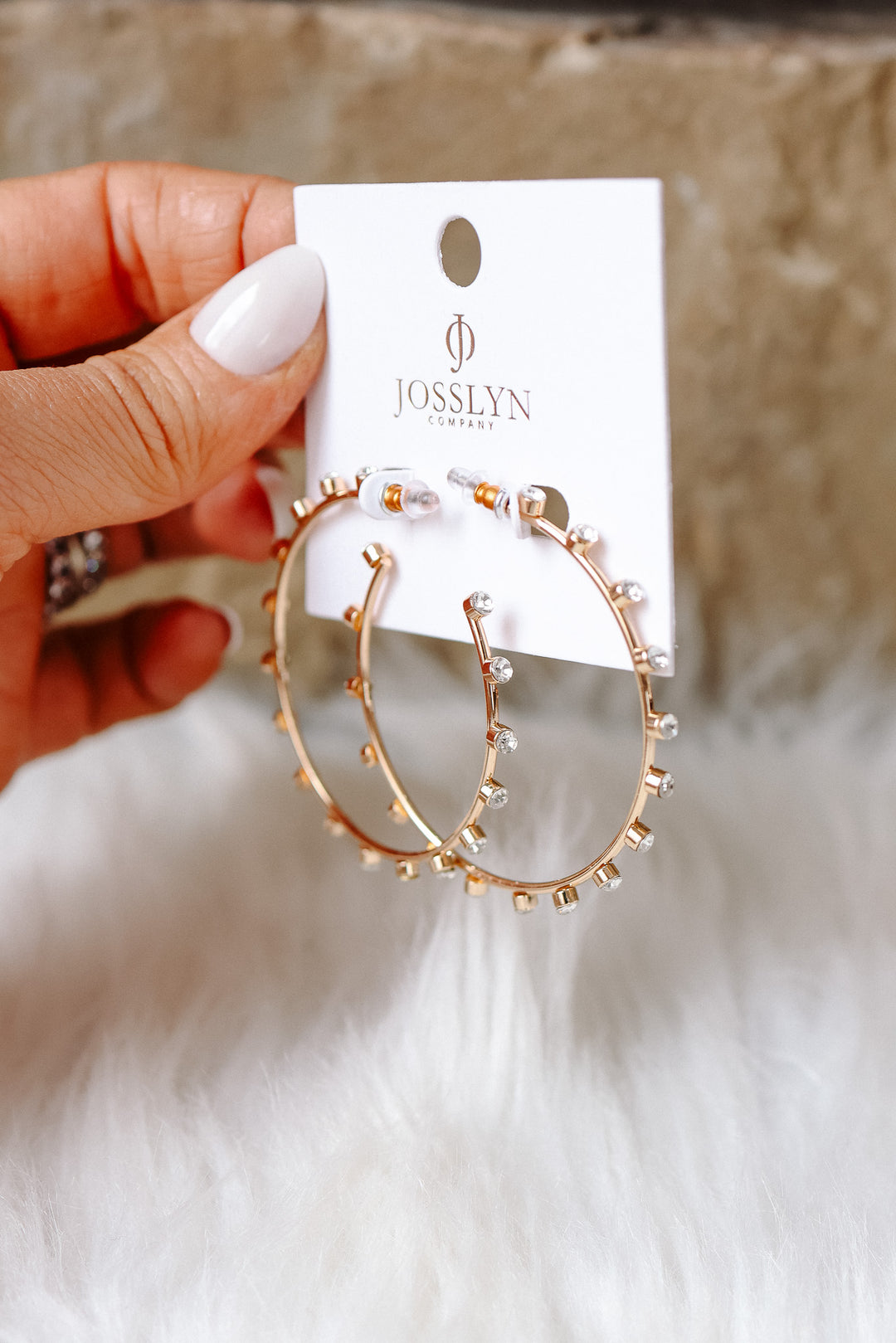 Crystal-Studded Gold Hoop Earrings