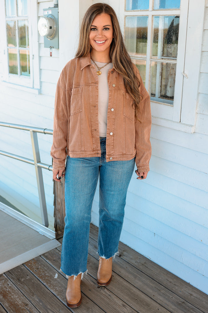 Rust Road Mineral-Washed Twill Jacket - Vintage Camel