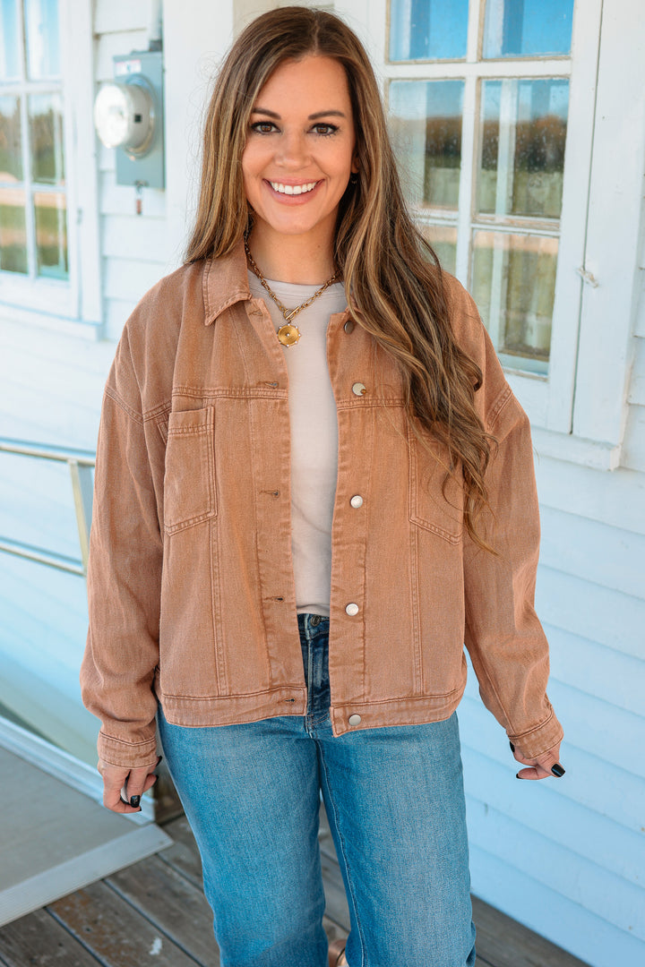 Rust Road Mineral-Washed Twill Jacket - Vintage Camel