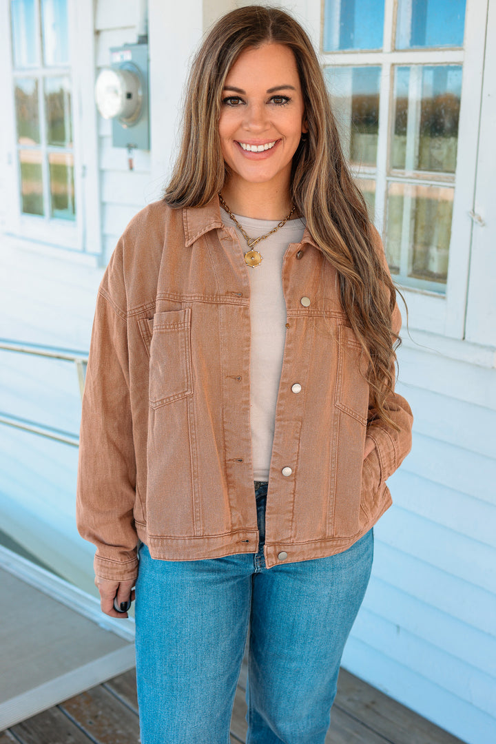 Rust Road Mineral-Washed Twill Jacket - Vintage Camel