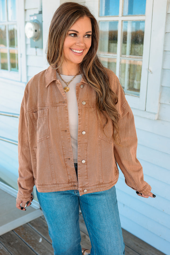 Rust Road Mineral-Washed Twill Jacket - Vintage Camel