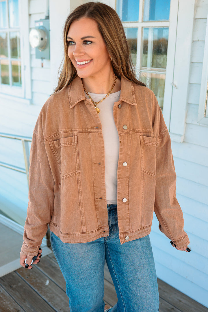 Rust Road Mineral-Washed Twill Jacket - Vintage Camel
