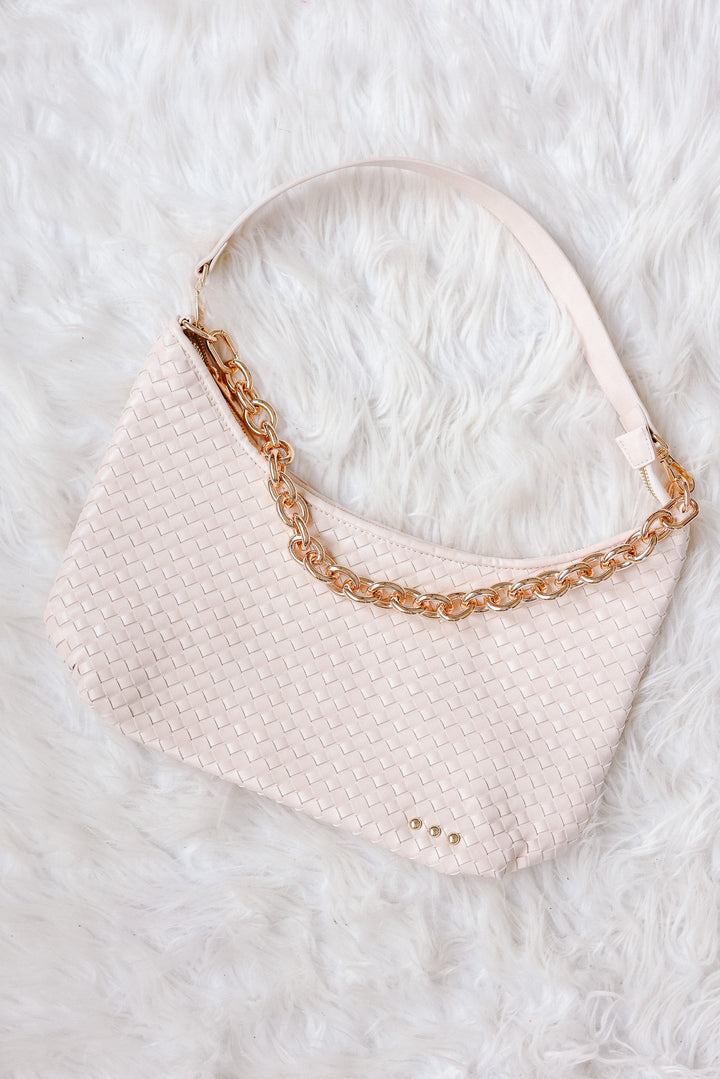 Sienna Slouchy Woven Shoulder Bag - Cream