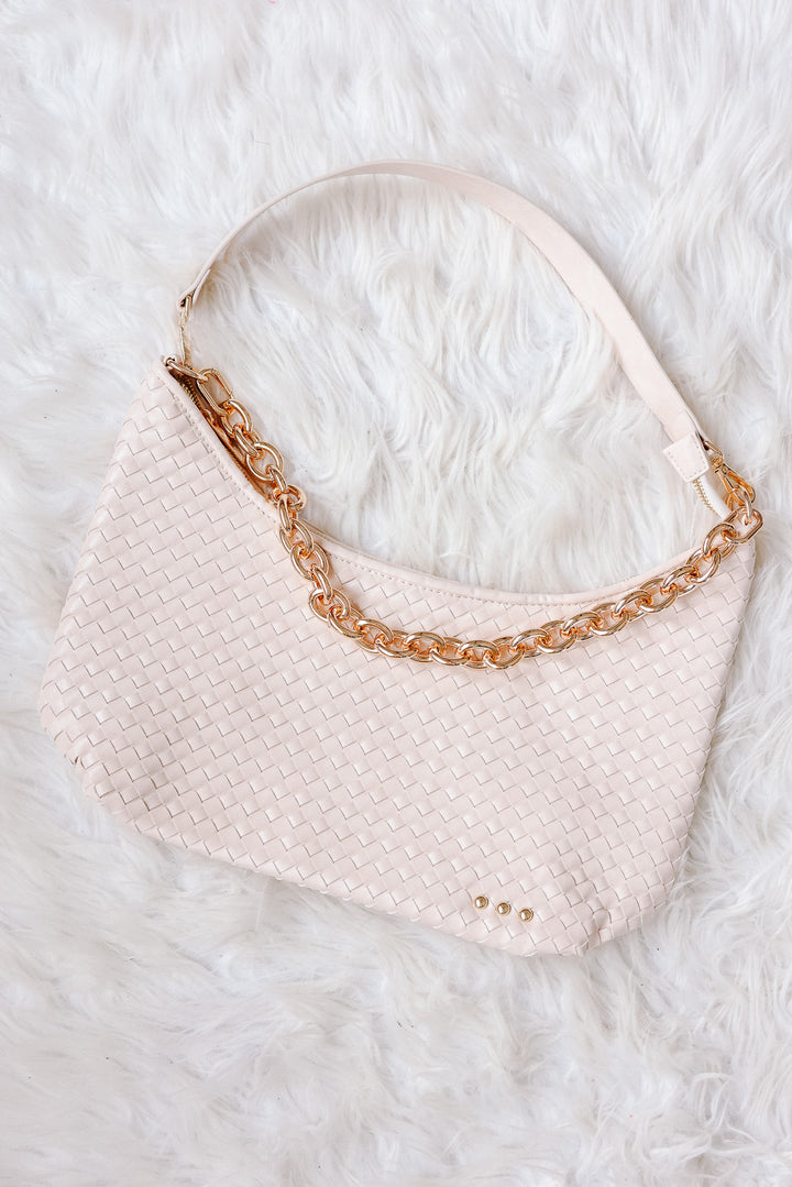 Sienna Slouchy Woven Shoulder Bag - Cream