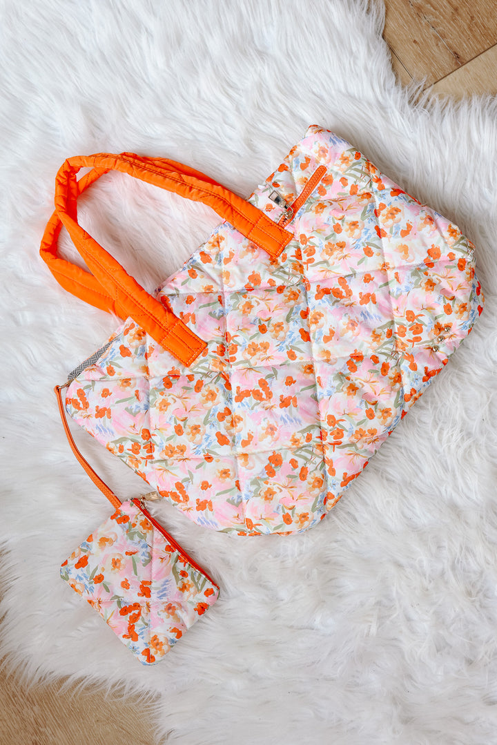 Presley Puffer Quilted Tote Bag With Pouch