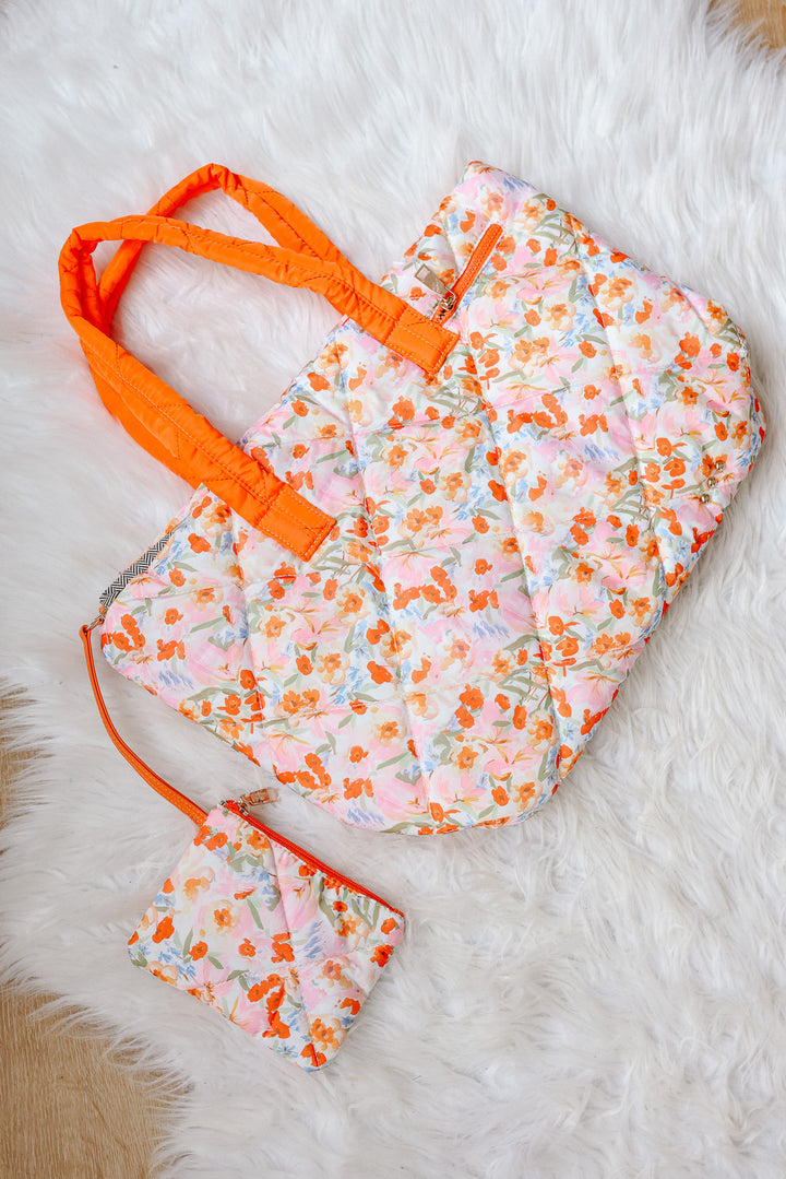 Presley Puffer Quilted Tote Bag With Pouch