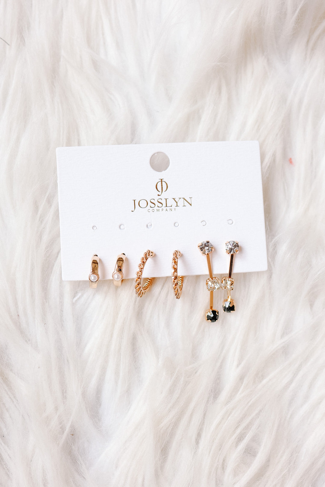 Mixed Crystals & Black Gems Earring Set