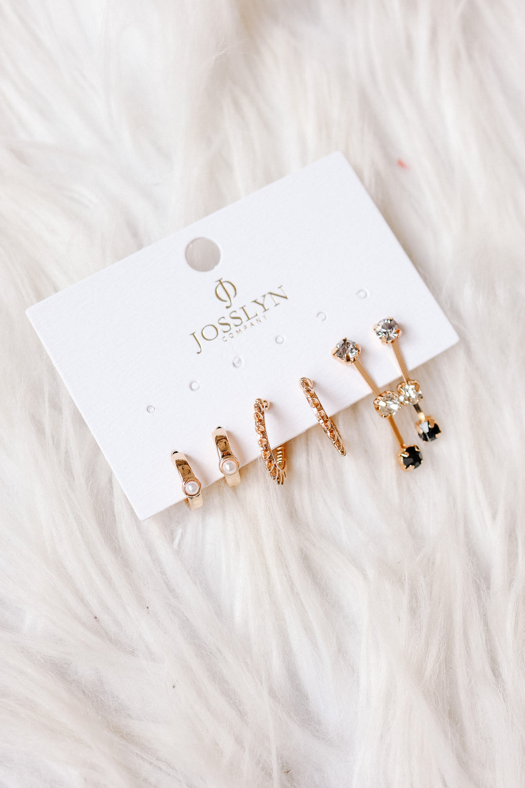 Mixed Crystals & Black Gems Earring Set