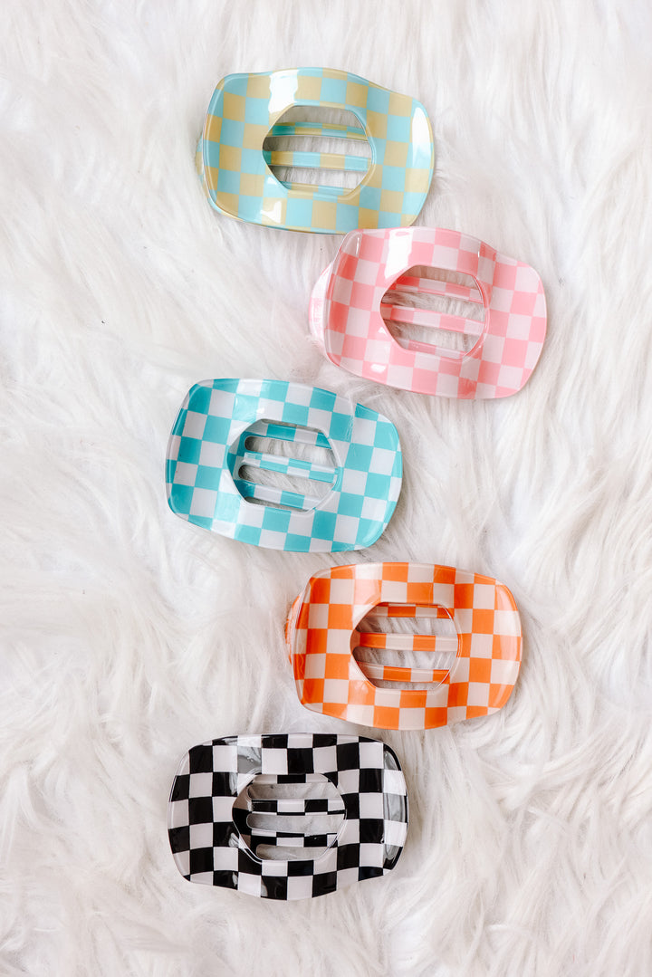 Jumbo Checkered Hair Clip Pack