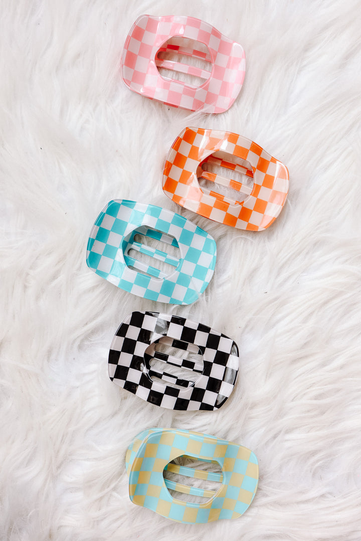 Jumbo Checkered Hair Clip Pack
