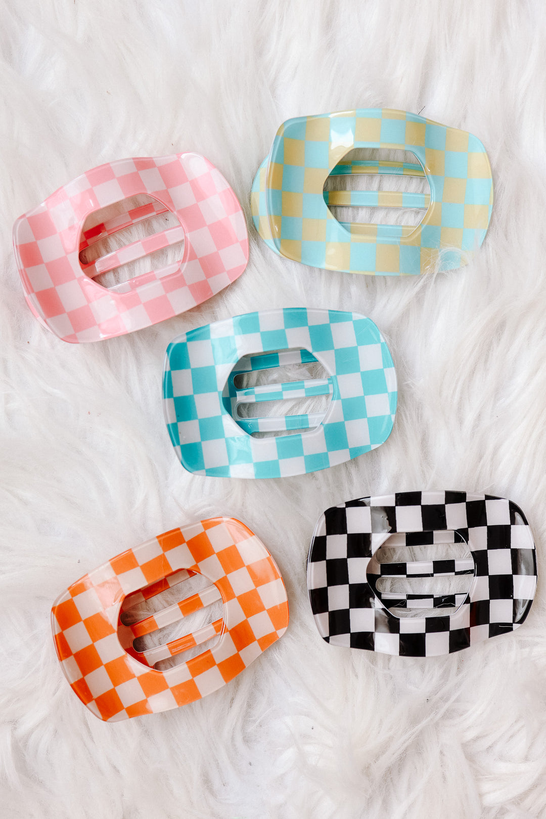 Jumbo Checkered Hair Clip Pack