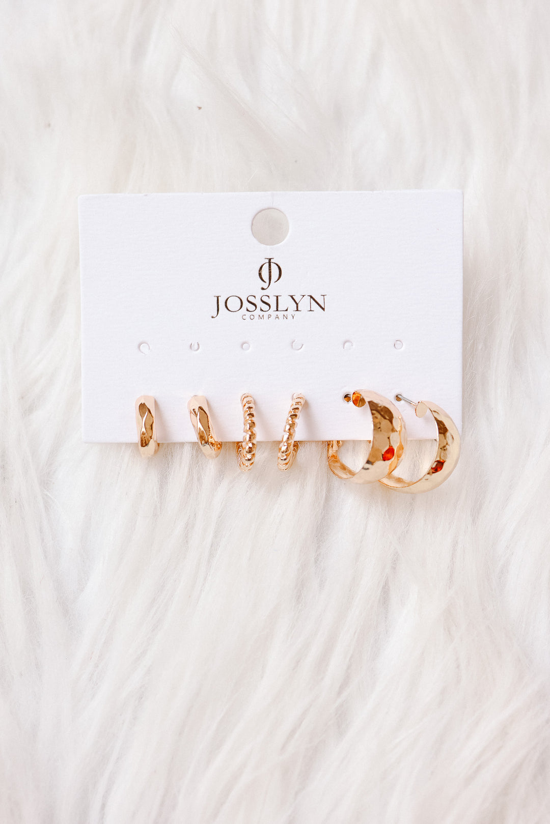 Mixed Texture Gold Crescent Hoop Trio Earring Set