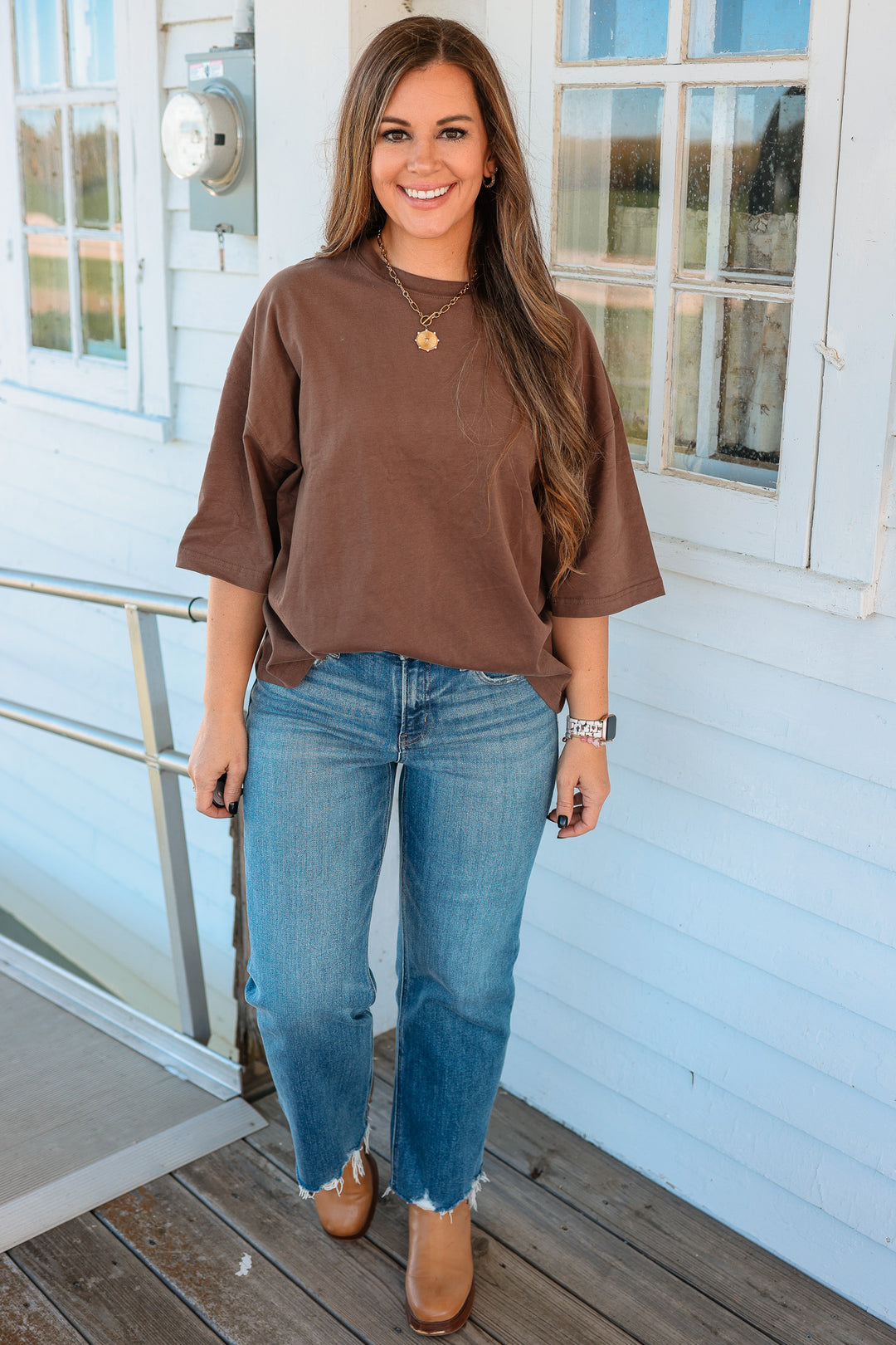 Indie Oversized Everyday Cotton Tee - Chocolate