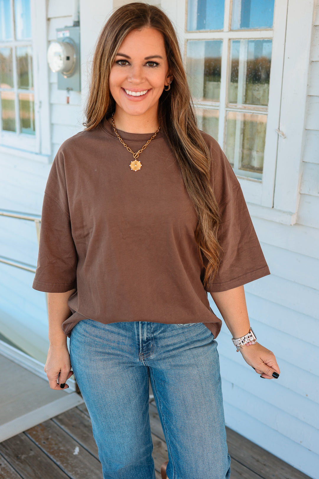 Indie Oversized Everyday Cotton Tee - Chocolate