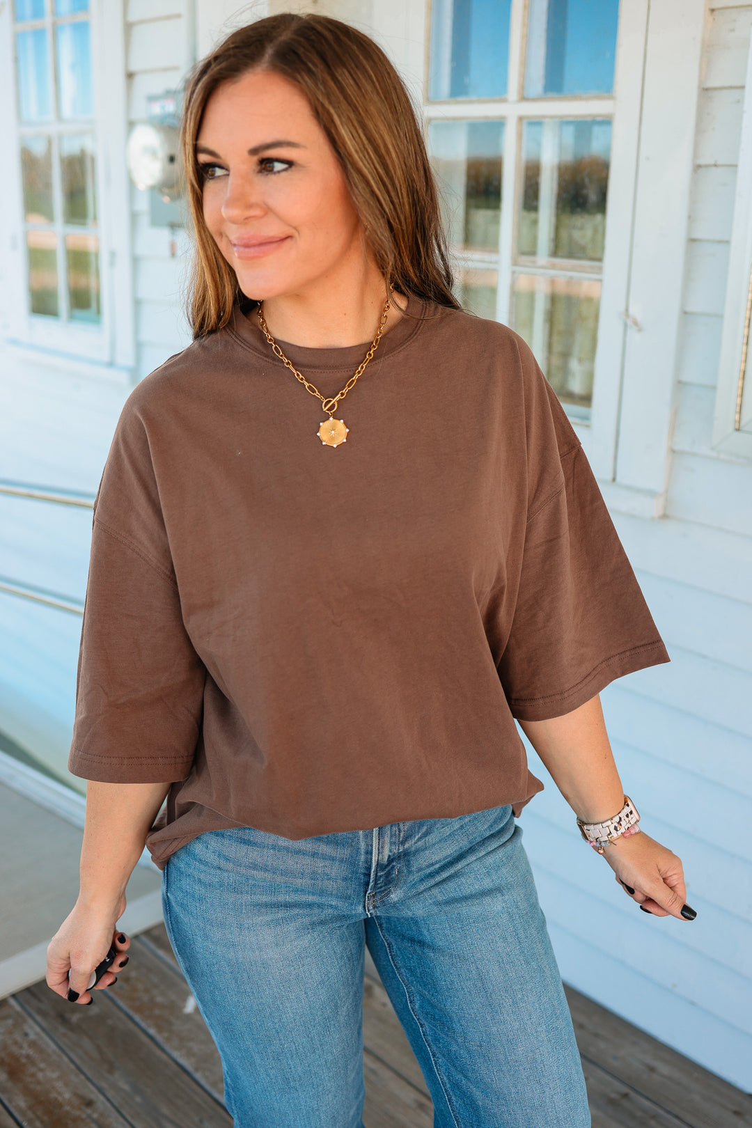 Indie Oversized Everyday Cotton Tee - Chocolate