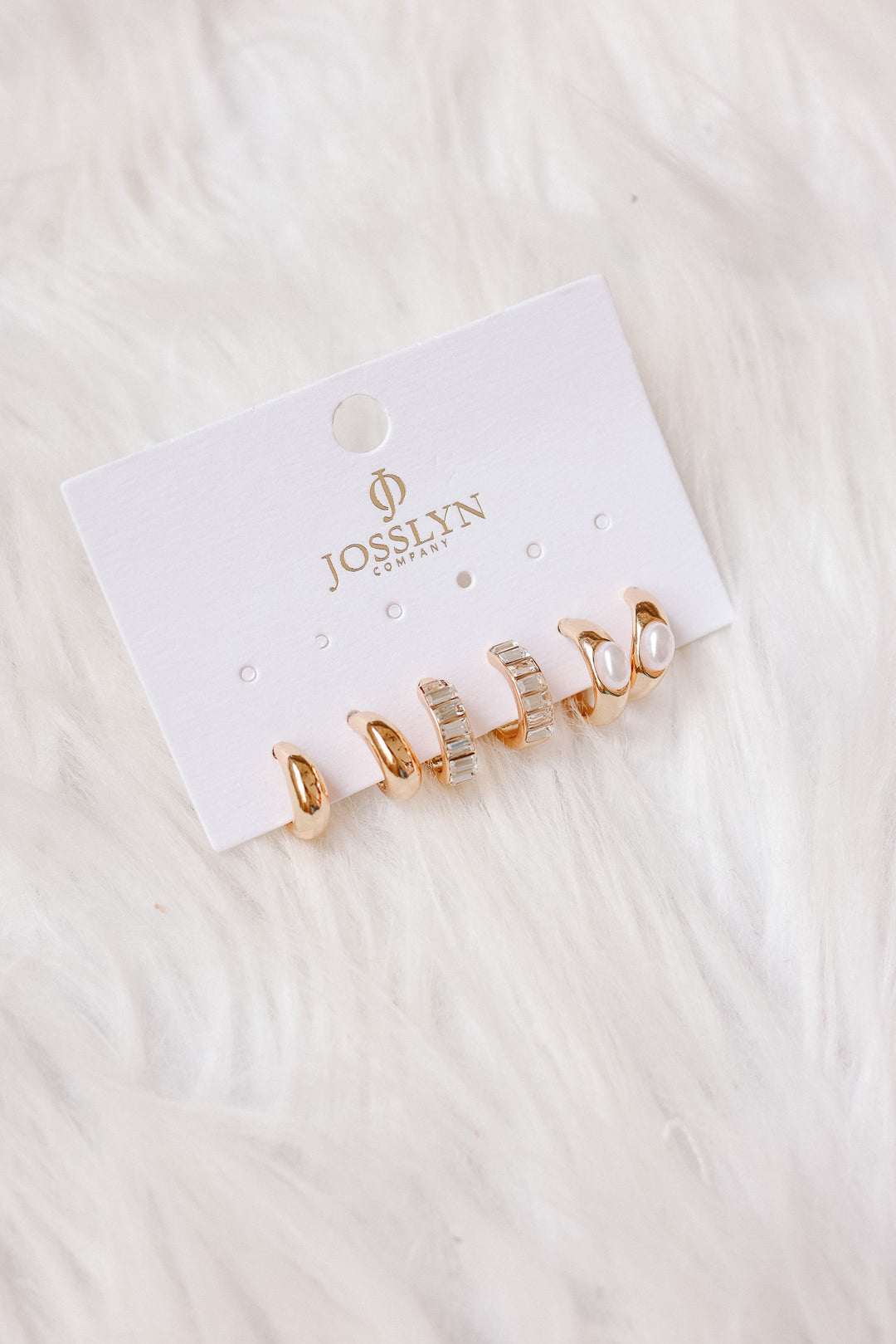 Pearl & Baguette Huggie Hoop Trio Earring Set