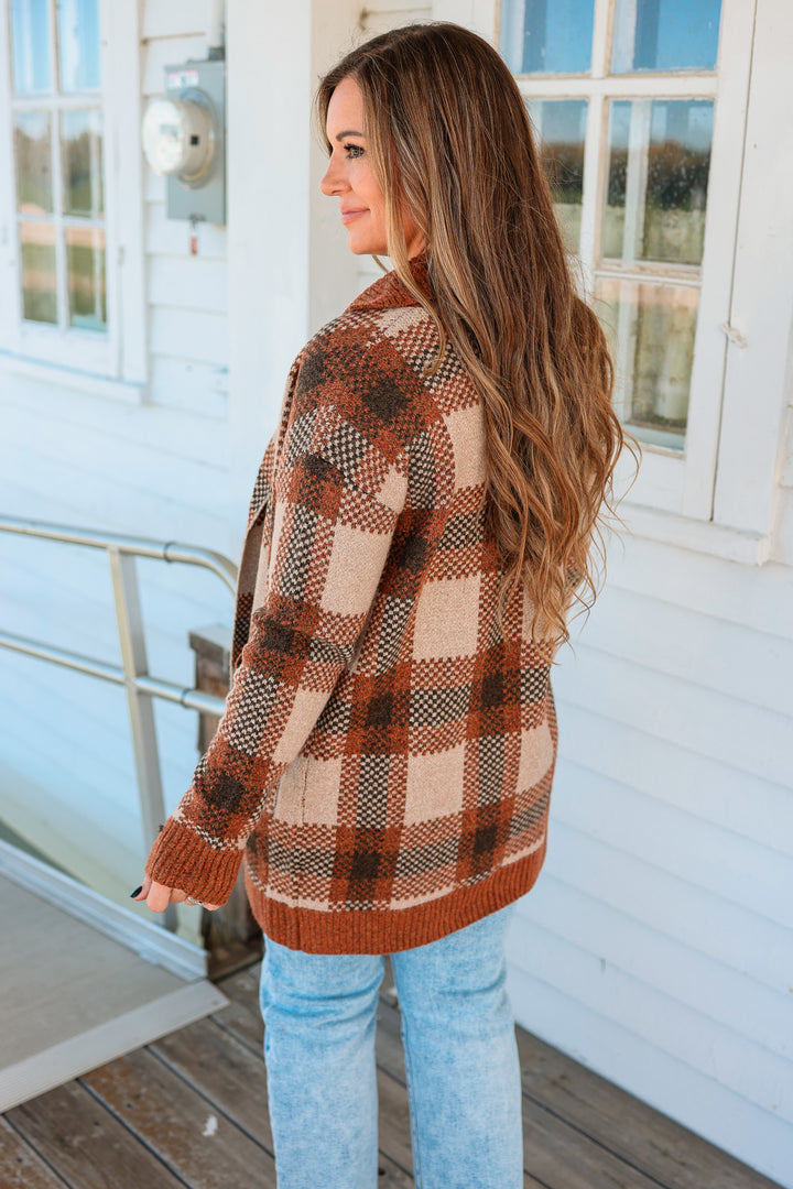 Robyn Checkered Cardigan - Copper