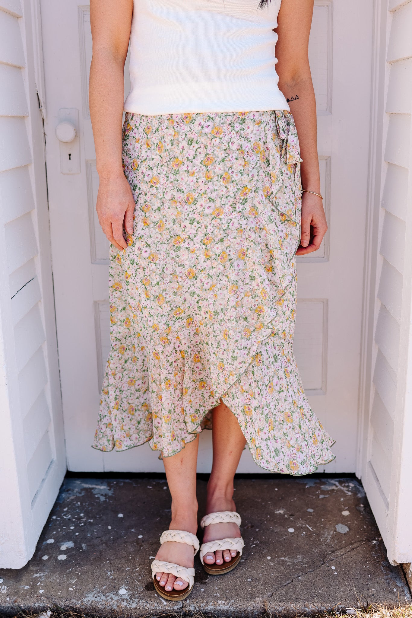 Aria Ditsy Floral Print Chiffon Skirt