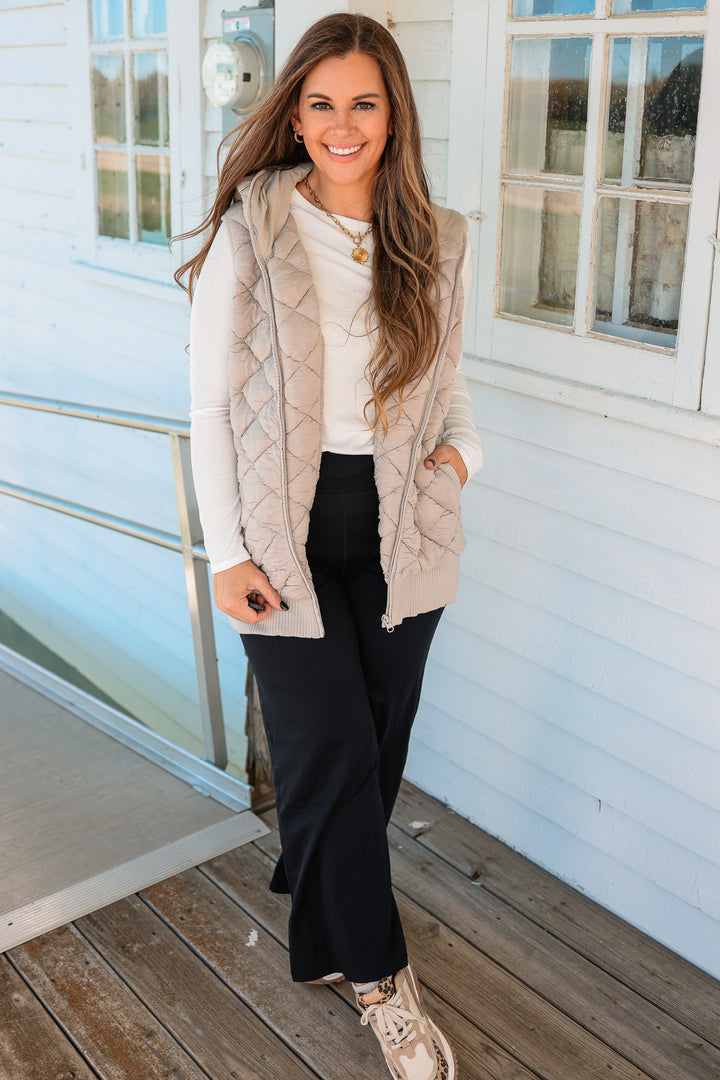 Stevie Quilted Fleece Hooded Vest