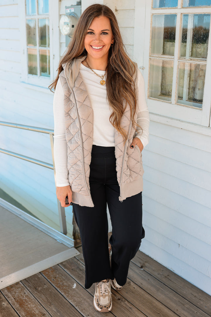 Stevie Quilted Fleece Hooded Vest