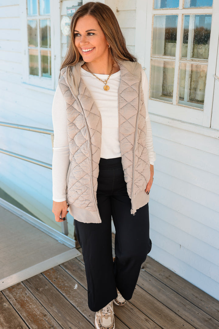 Stevie Quilted Fleece Hooded Vest