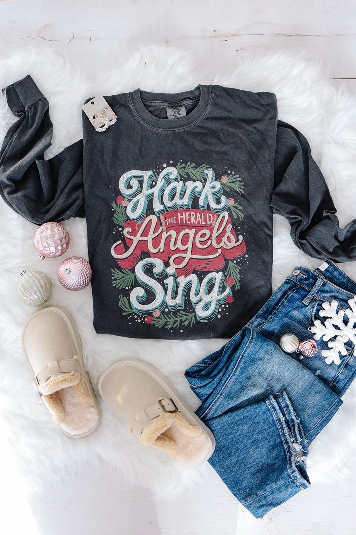 Hark The Herald Angels Sing Graphic Long Sleeve - Pepper